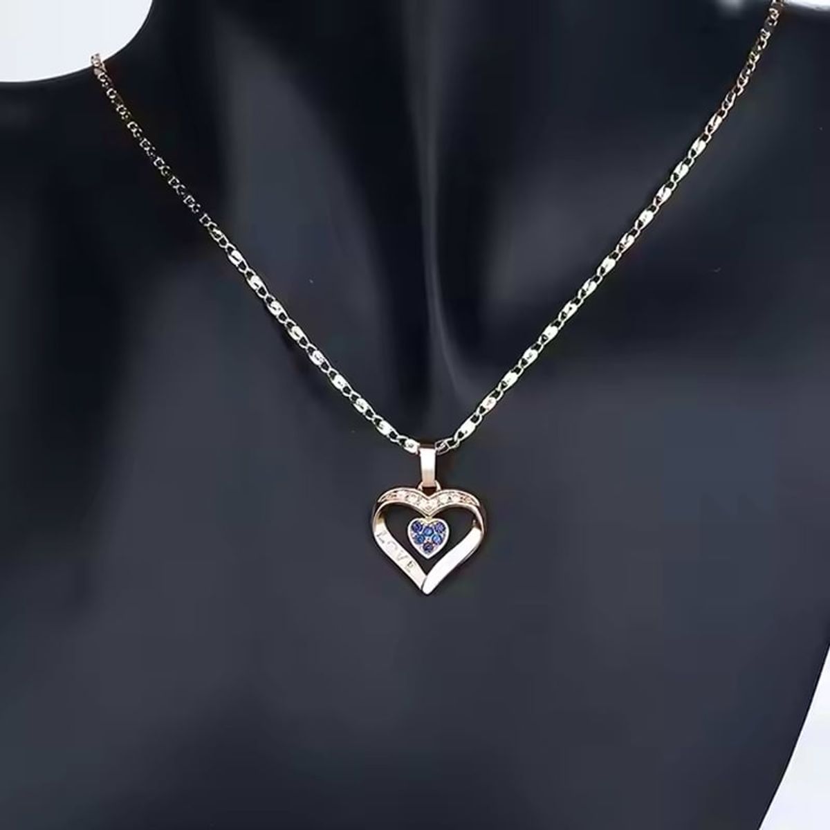 GENERICO - COLLAR Y ARETES PACK 2 EN 1 CORAZÓN PARA MUJER DORADO