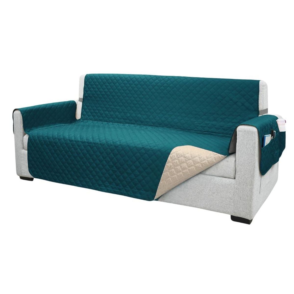 SALA FABULOSA - Protector de mueble impermeable 3-2-1 Color JADE reversible CREMA