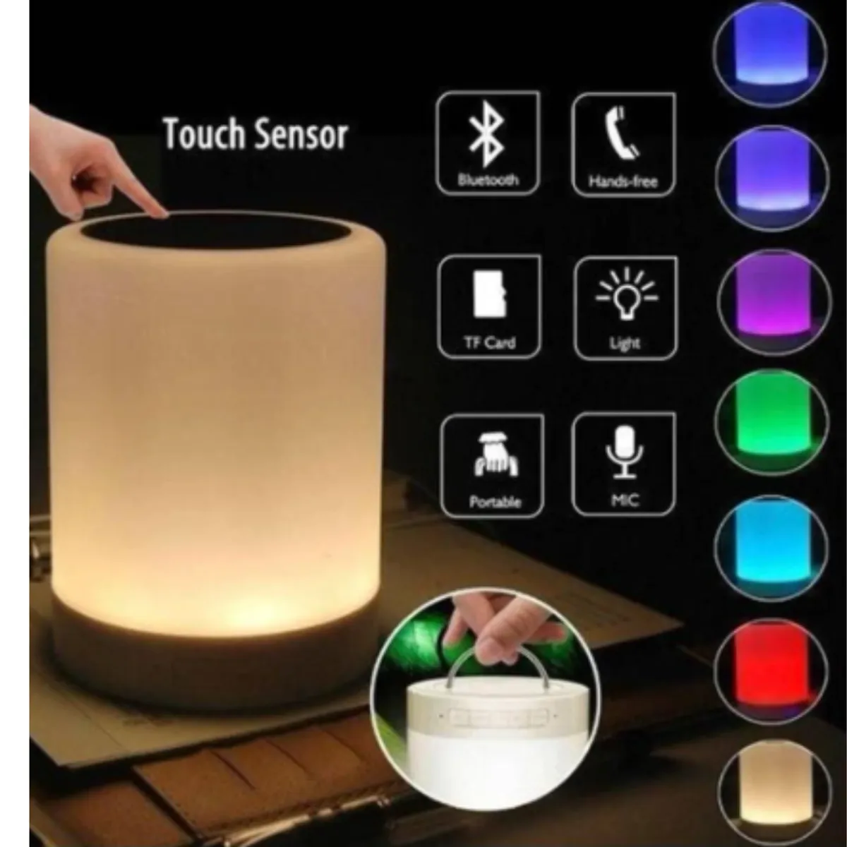 GENERAC - Lampara Parlante bluetooth touchRGB y luz blanca