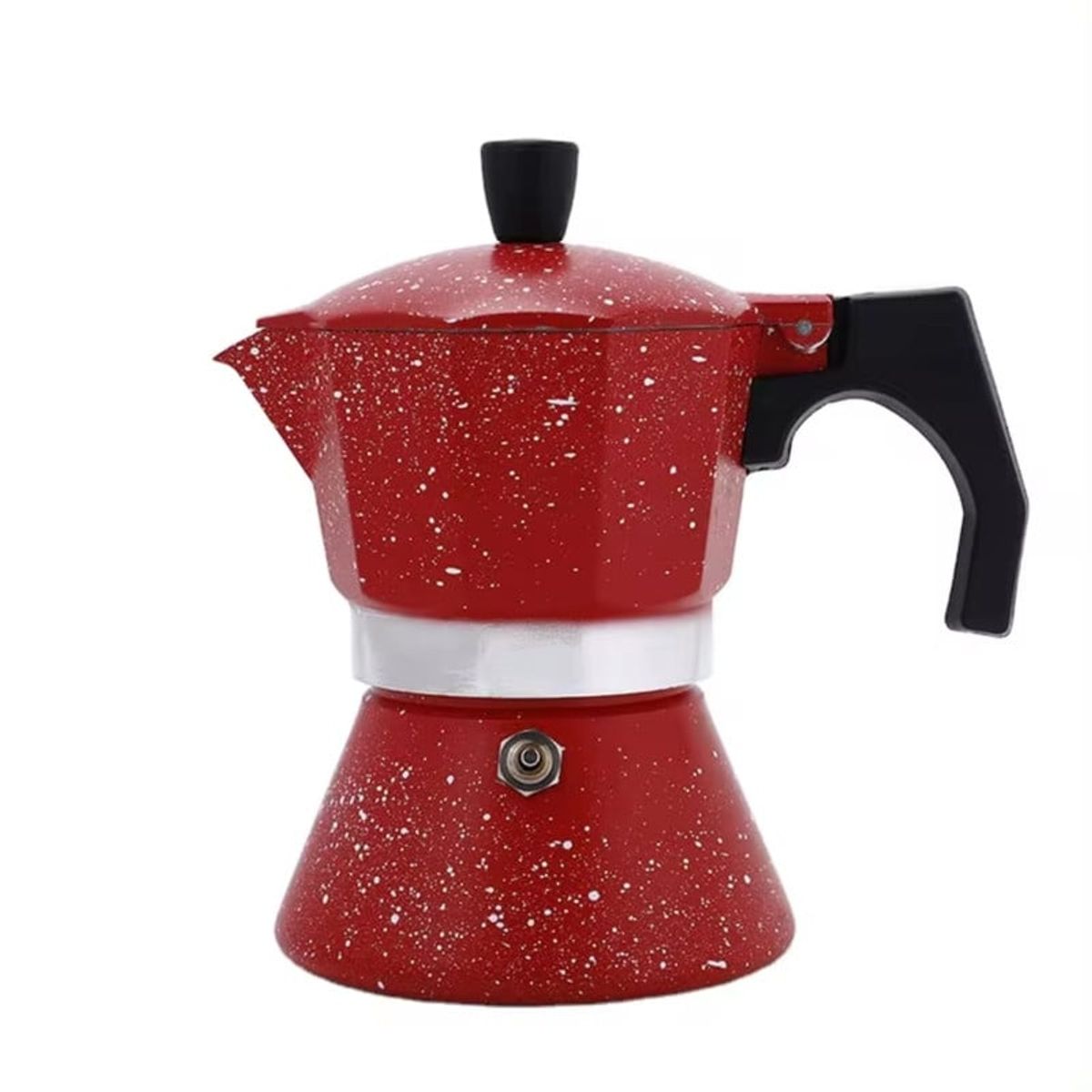 PENTHA - Cafetera Moka Italiana para Cocina de Inducción 3 Tazas Espresso Rojo