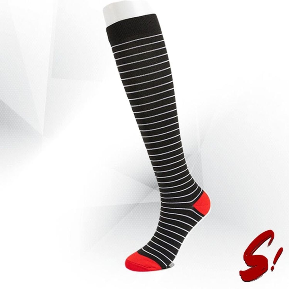 GENERICO - Medias de Compresión 20-30mmhg anti varices - Rayada Negro y Rojo