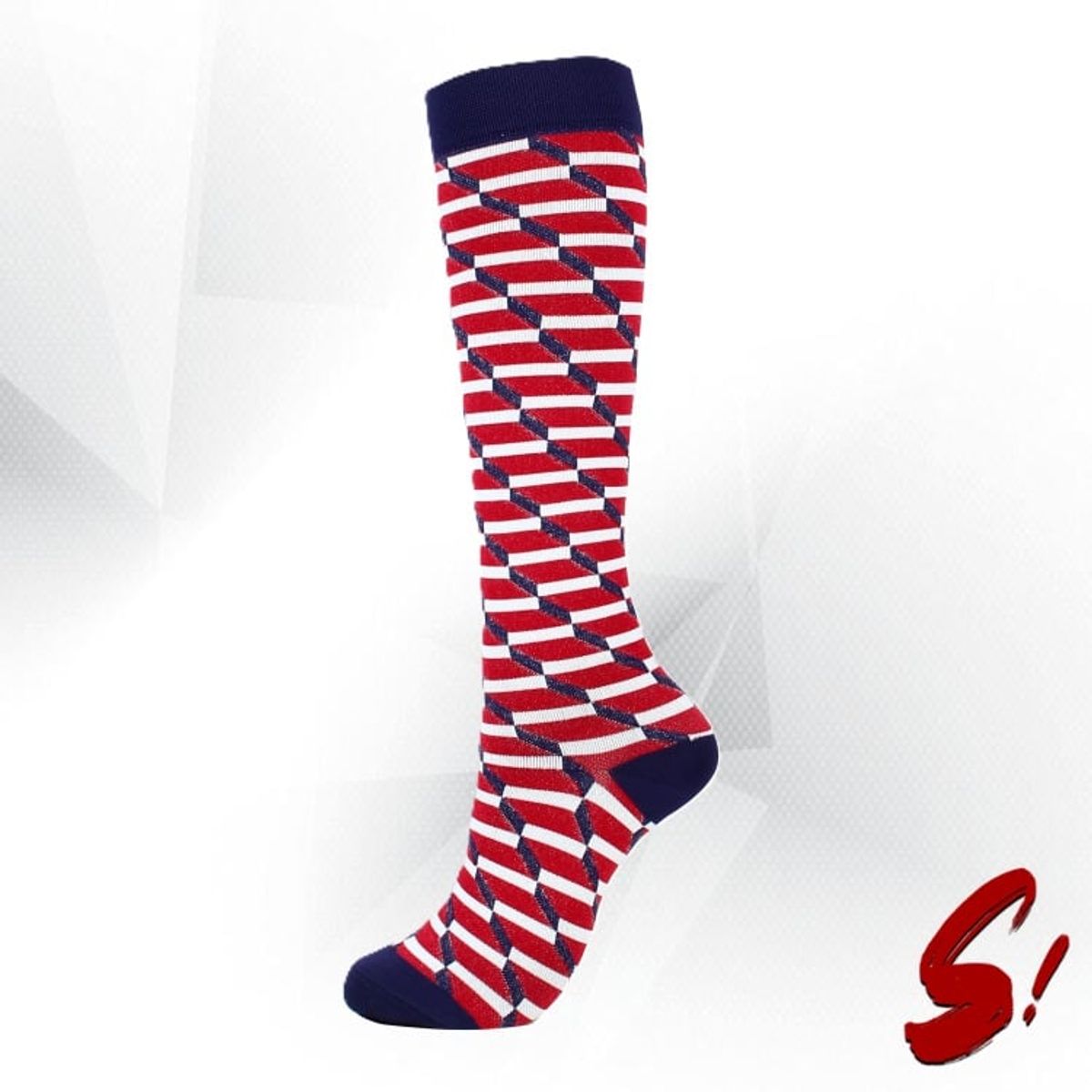 GENERICO - Medias de Compresión 20-30mmhg anti varices - Rayas Rojas