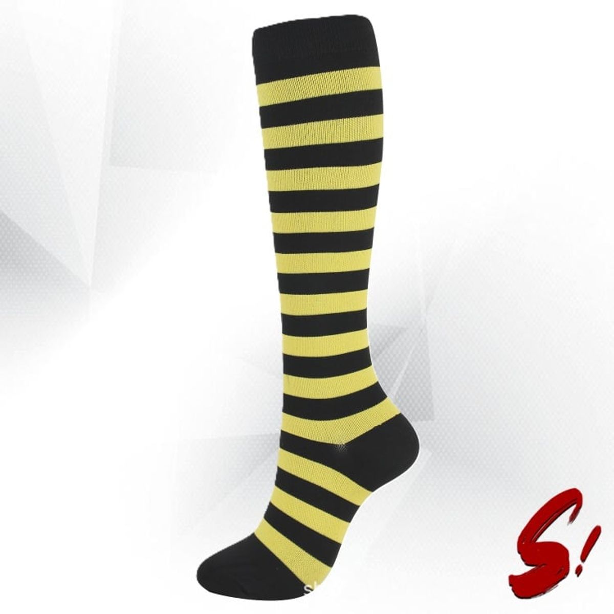 GENERICO - Medias de Compresión 20-30mmhg anti varices - Rayada Amarillo Negro