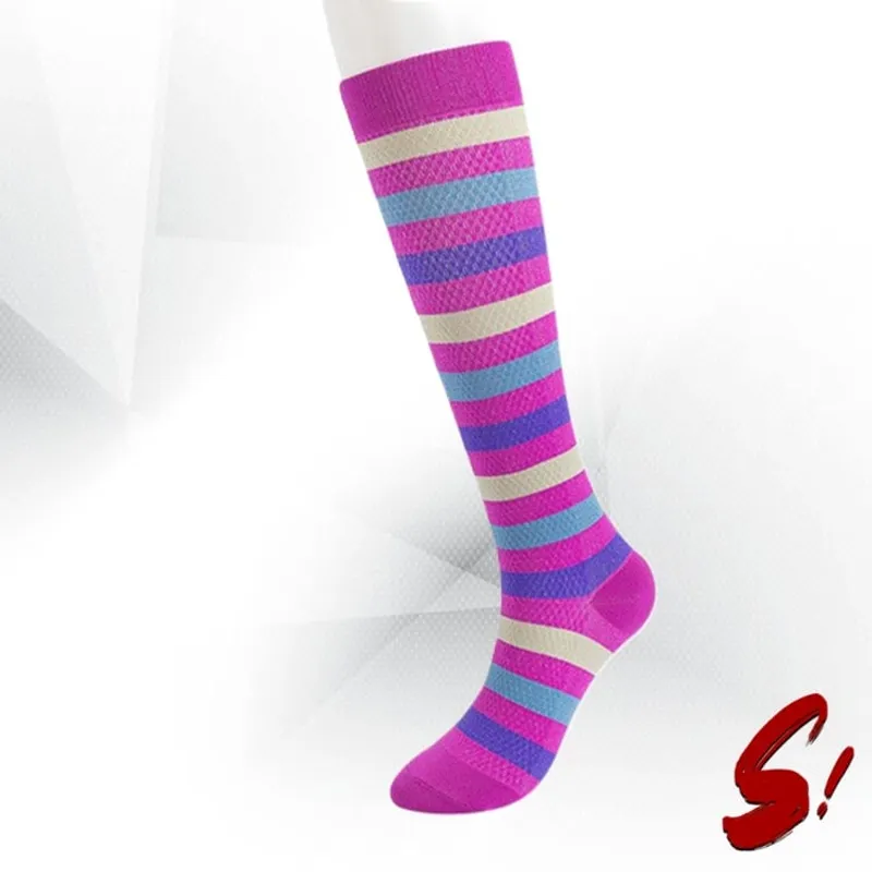 GENERICO - Medias de Compresión 20-30mmhg anti varices - Rayas Lila