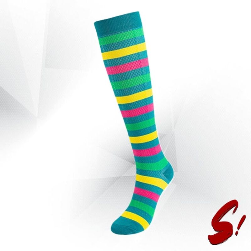 GENERICO - Medias de Compresión 20-30mmhg anti varices - Rayas Turquesa