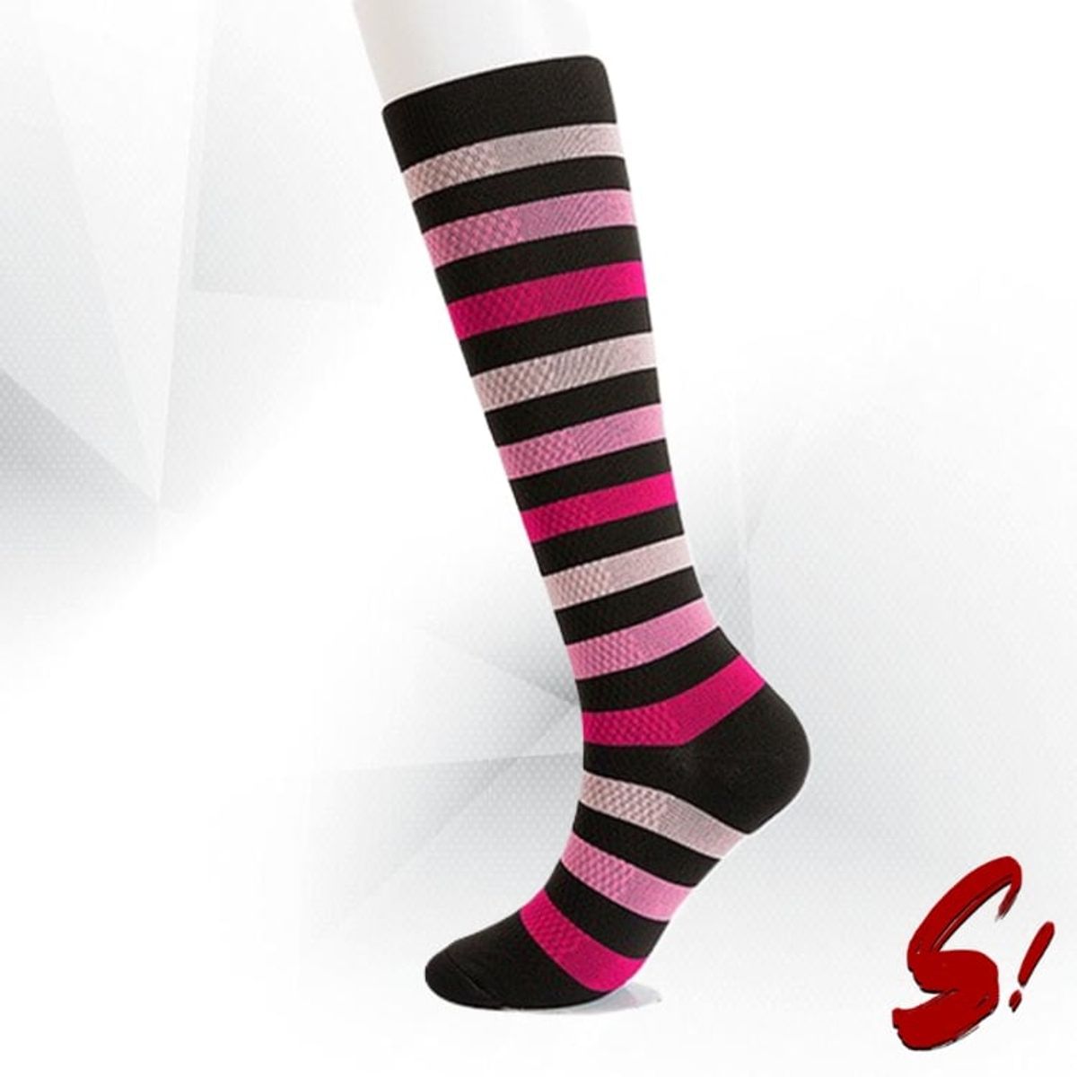 GENERICO - Medias de Compresión 20-30mmhg anti varices - Rayas Fucsia