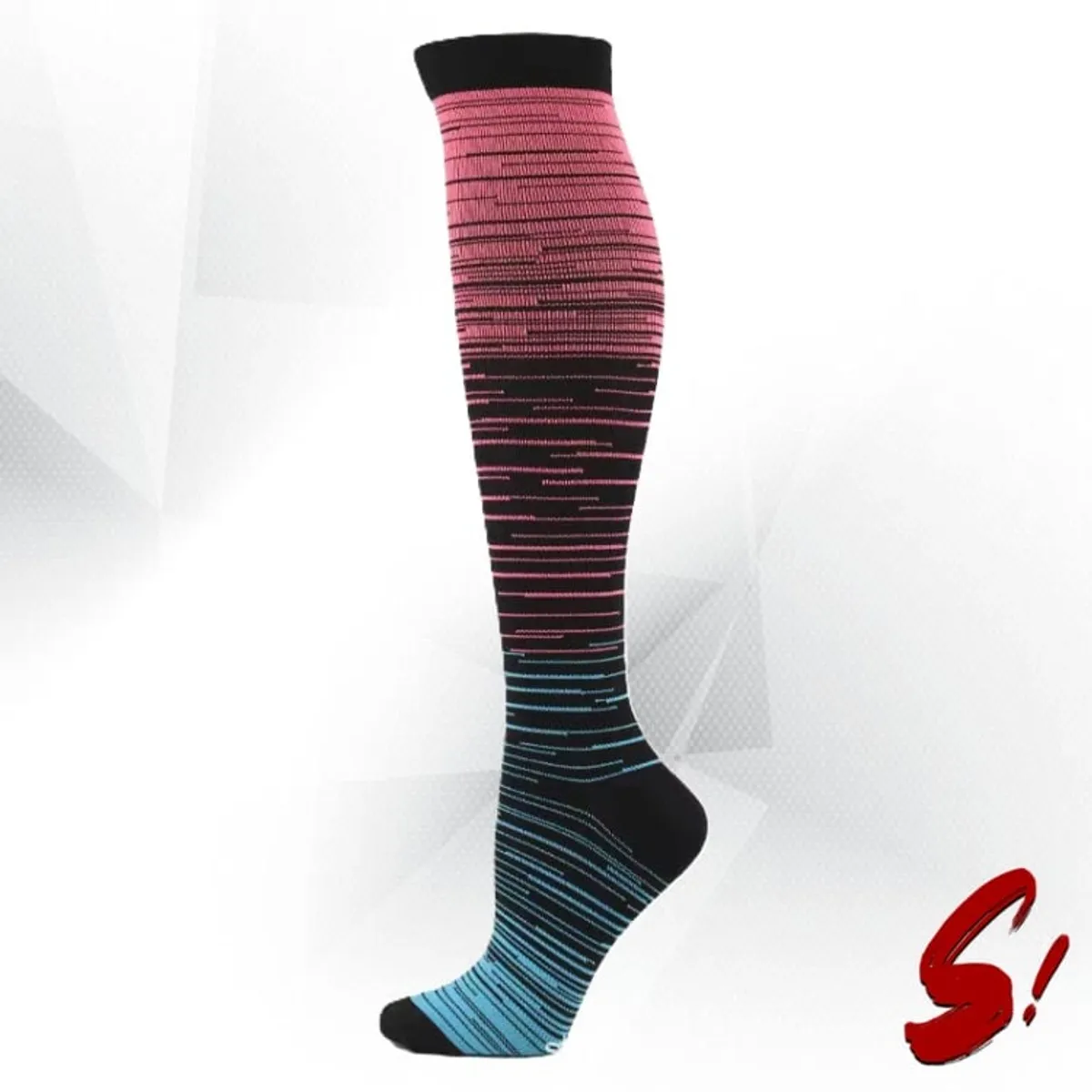 GENERICO - Medias de Compresión 20-30mmhg anti varices - Líneas Lila Turquesa