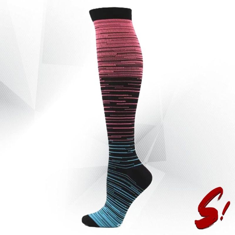 GENERICO - Medias de Compresión 20-30mmhg anti varices - Líneas Lila Turquesa