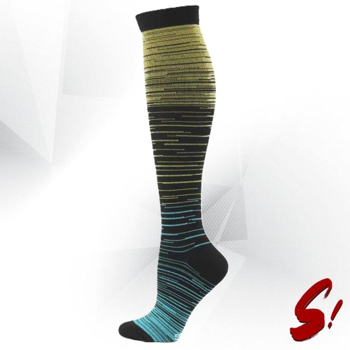 GENERICO - Medias de Compresión 20-30mmhg anti varices - Líneas Amarillo Turquesa