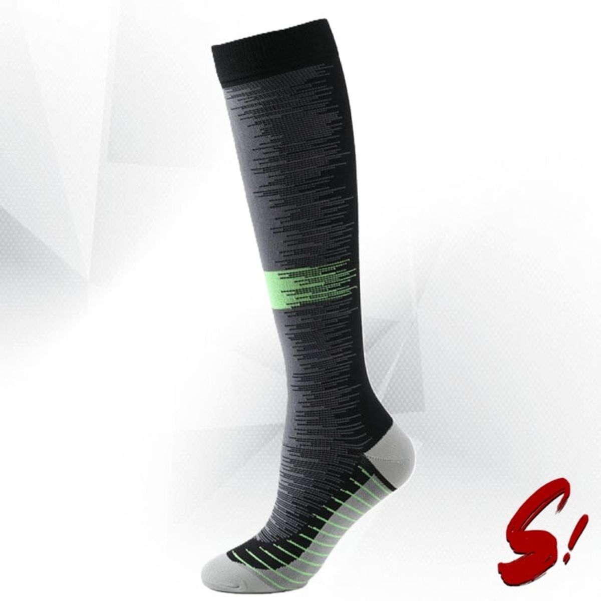 GENERICO - Medias de Compresión 20-30mmhg anti varices - Deportiva Negra Verde