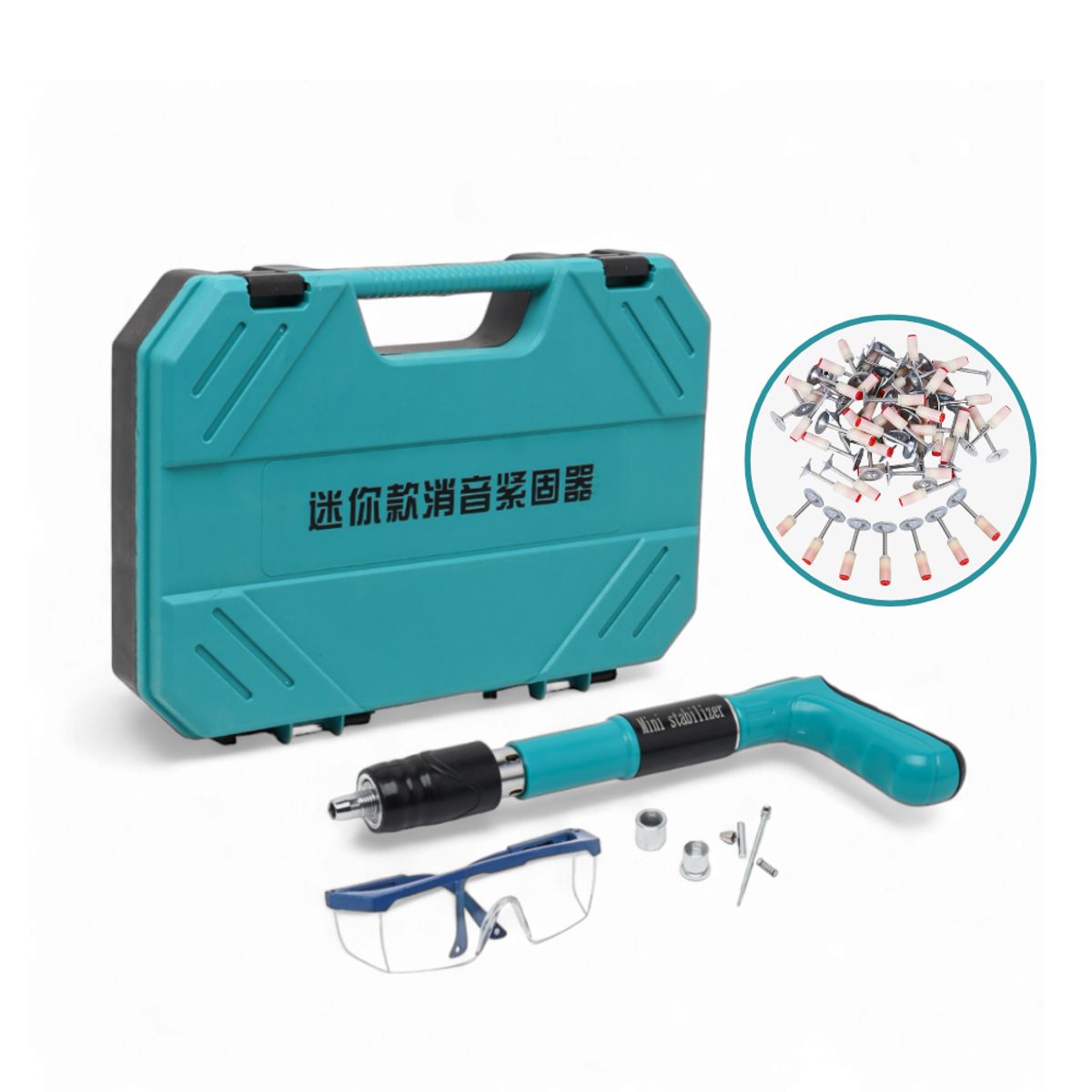 GENERICO - Pistola Clavos Kit Maletin + 100 Clavos Fulminantes