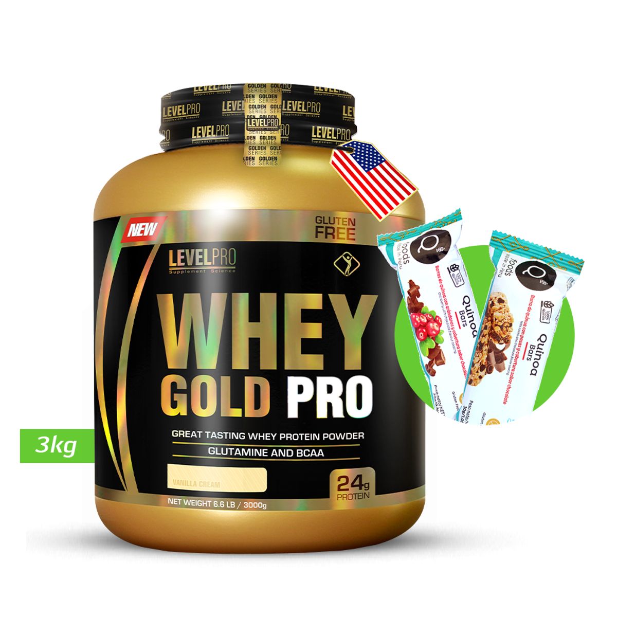 LEVEL PRO - LEVEL PRO Whey Gold Pro 3kg Vainilla + Regalos