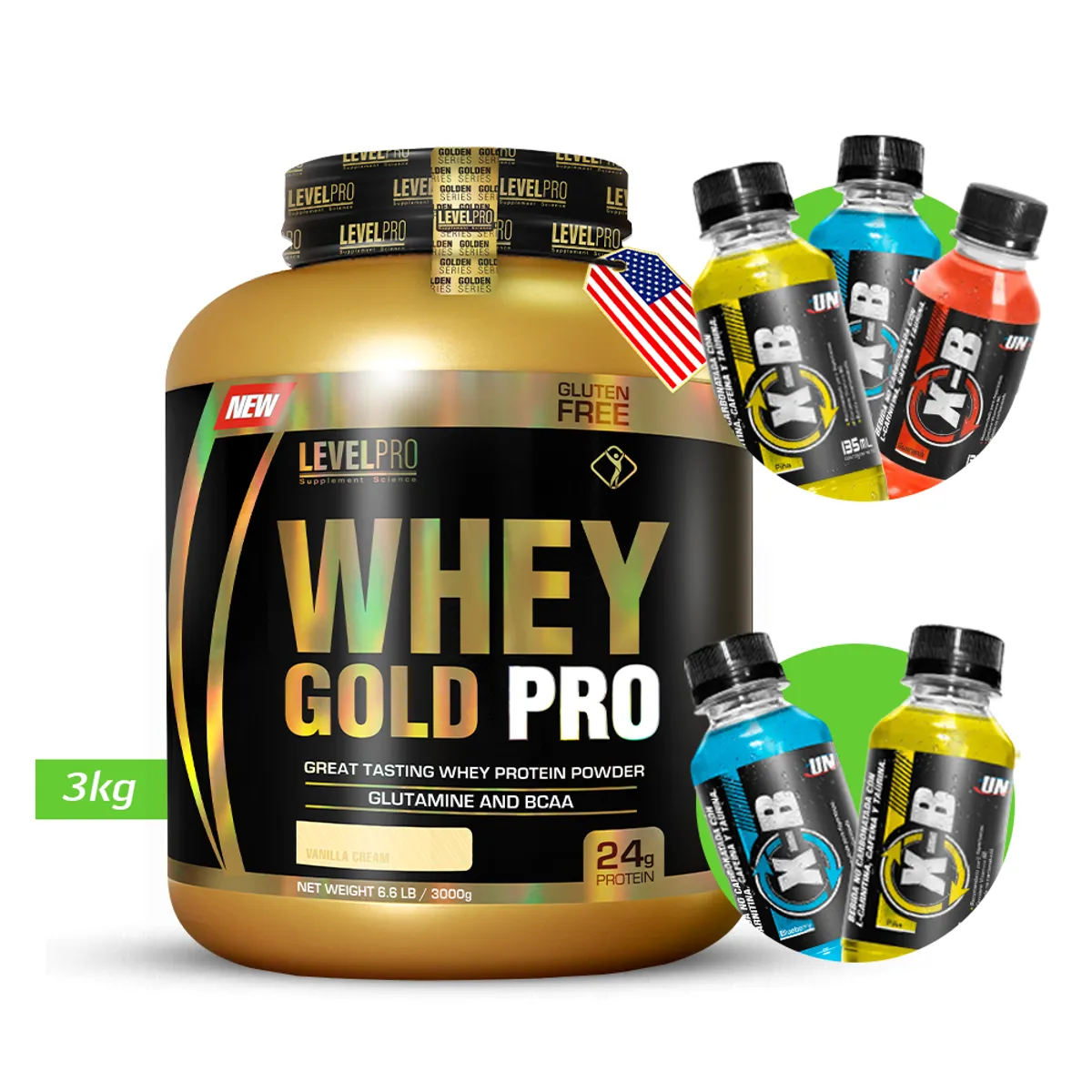 LEVEL PRO - LEVEL PRO Whey Gold Pro 3kg Vainilla + Regalos