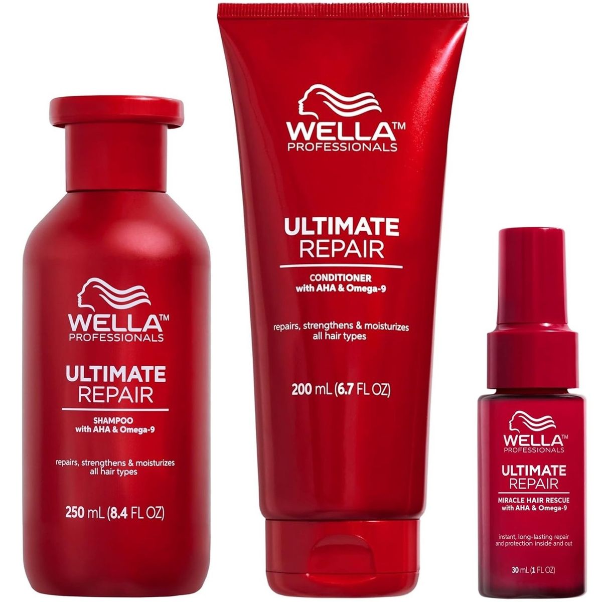 WELLA - Shampoo 250ml+ Acondicionador+ Miracle Hair 30ml Wella Ultimate Repair