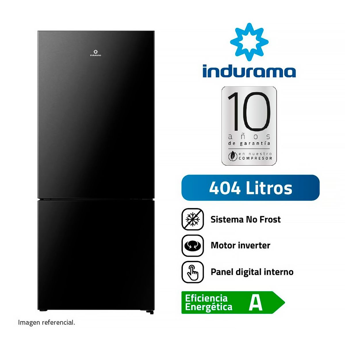 INDURAMA - Refrigeradora Indurama BOTTOM FREEZER 404L Negra RI-698N