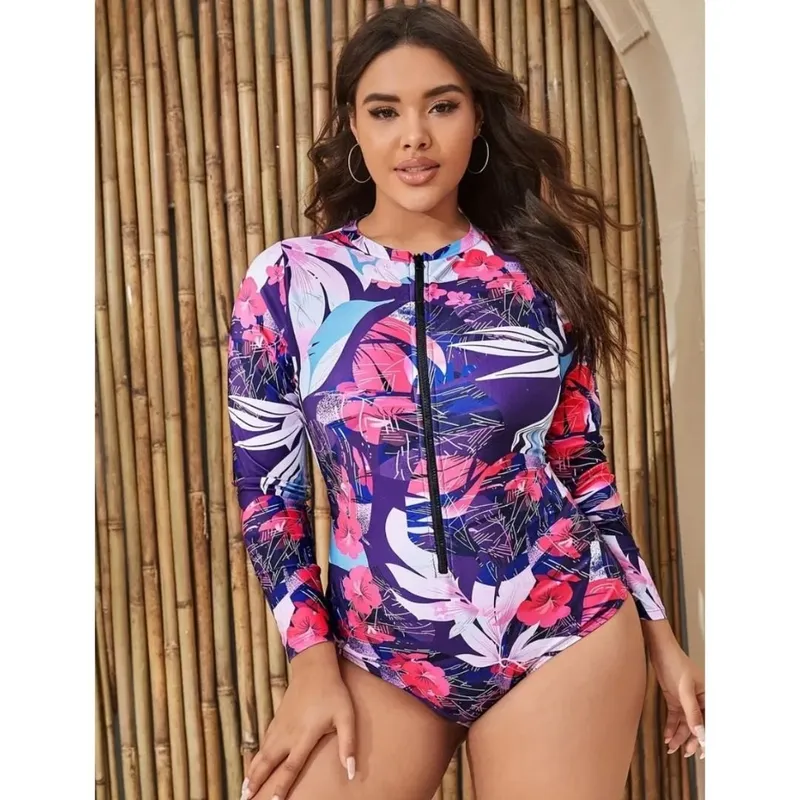 GENERICO - TRAJE DE BAÑO MANGA LARGA CON COPA Y FORRO INTERNO