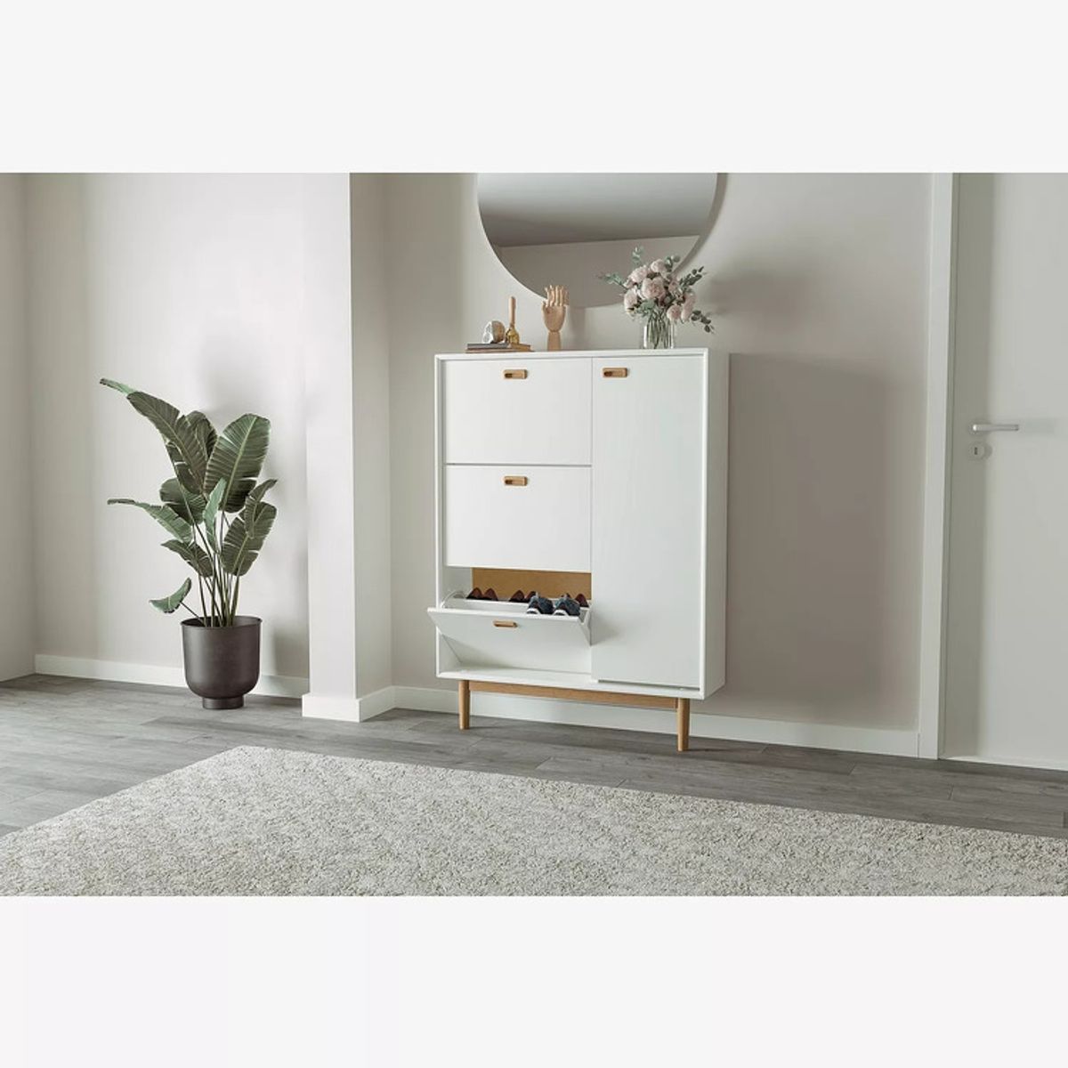 TU MESITA - Zapatera Moderna 3 cajones 1 puerta José color Blanco TU MESITA