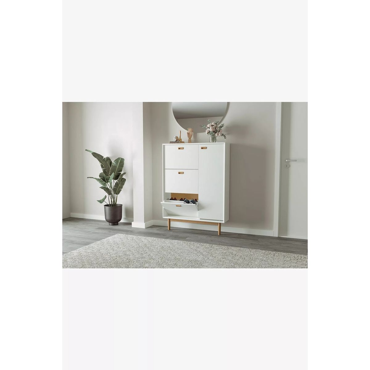 TU MESITA - Zapatera Moderna 3 cajones 1 puerta José color Blanco TU MESITA