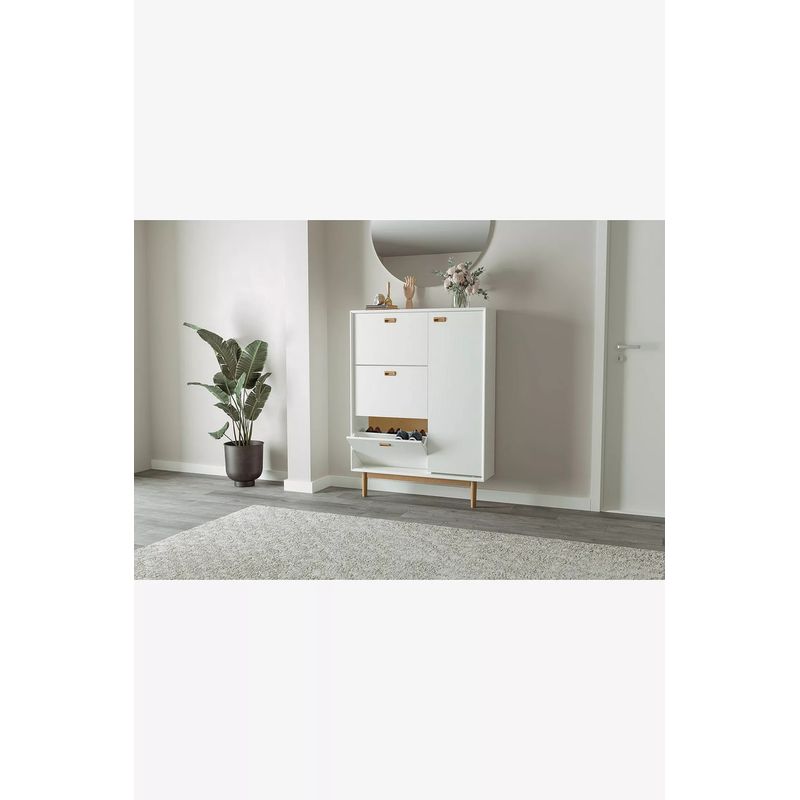 TU MESITA - Zapatera Moderna 3 cajones 1 puerta José color Blanco TU MESITA