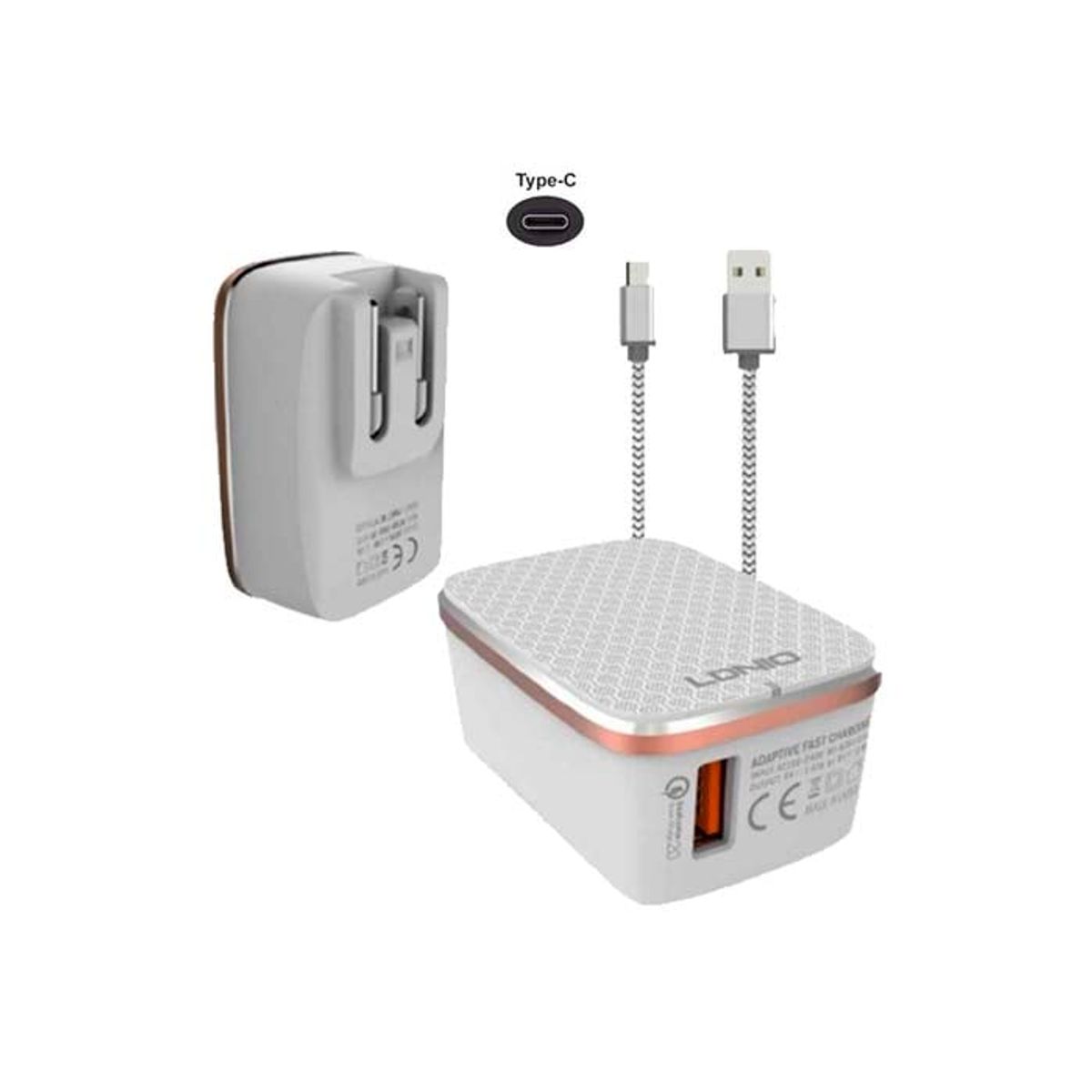 LDNIO - LDNIO A1204Q CARGADOR DE PARED 18W  CARGA RAPIDA USB A USB-C BLANCO