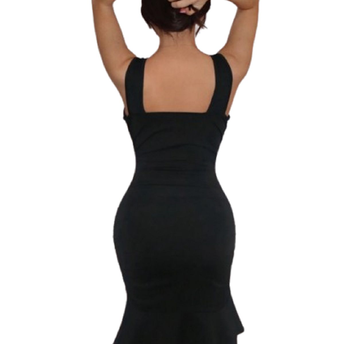 GENERICO - Vestido mini negro de mujer con escote en V profundo