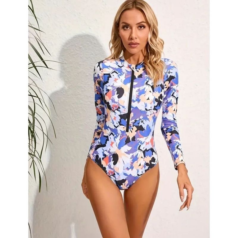 GENERICO - TRAJE DE BAÑO MANGA LARGA CON COPA Y FORRO INTERNO