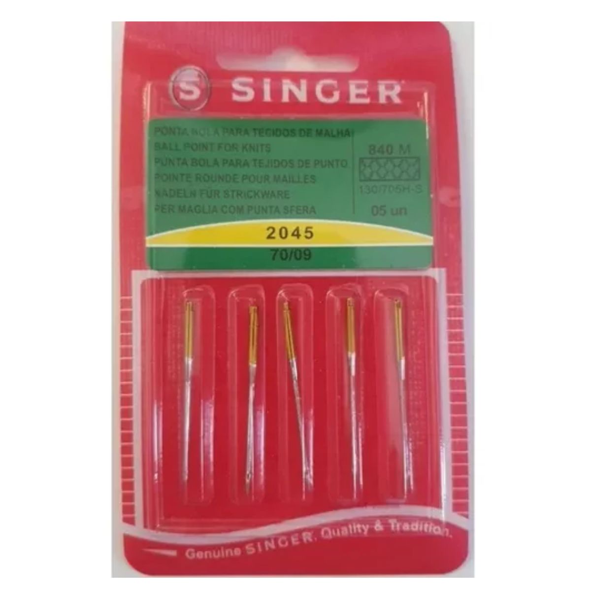 SINGER - Aguja Punta Bola Singer 2045 Para Maquina De Coser - Nro. 09