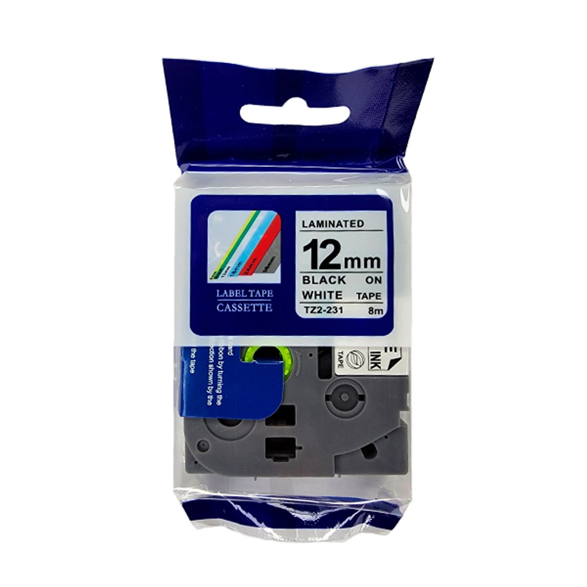 GENERICO - CINTA COMPATIBLE BROTHER TZ2-231 12MM NEGRO SOBRE BLANCO