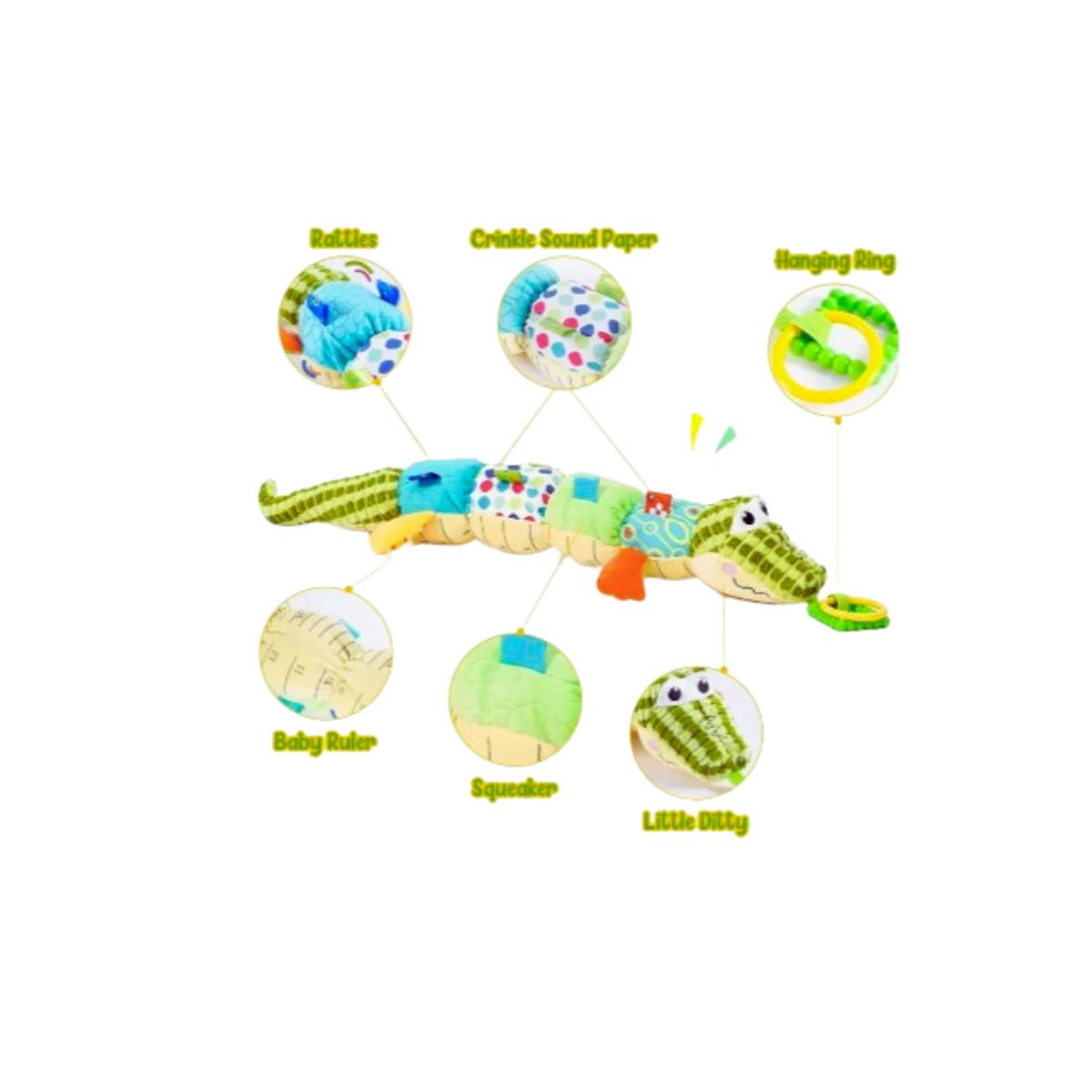 GENERICO - Cocodrilo Sonajero Peluche Apego Sensorial
