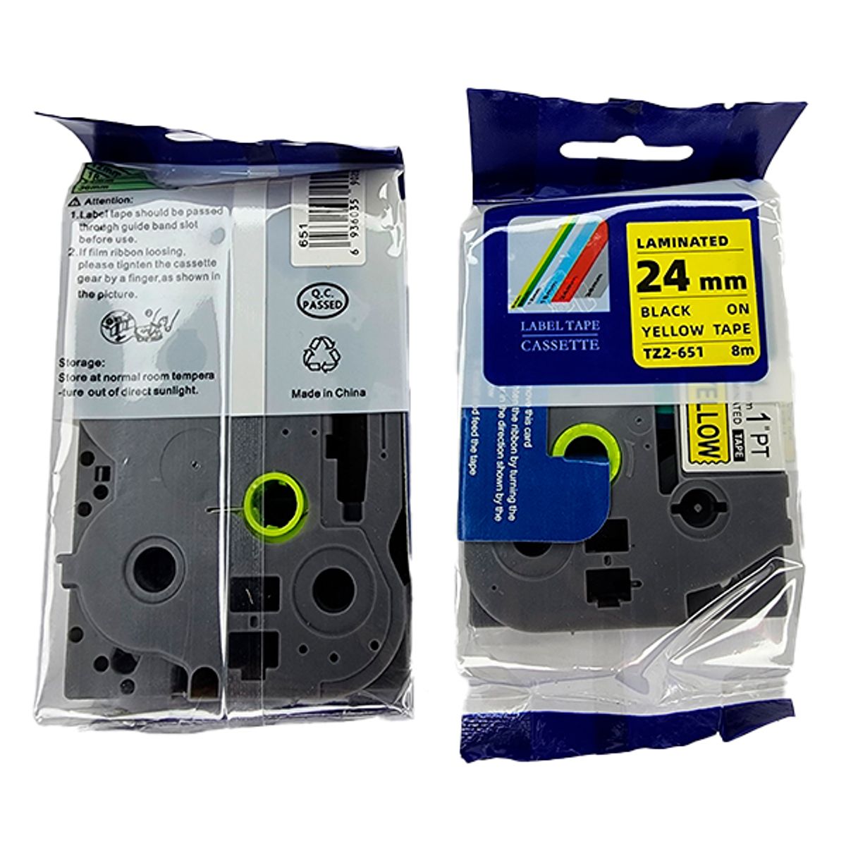 GENERICO - CINTA COMPATIBLE BROTHER TZ2-651-24MM NEGRO SOBRE AMARILLO