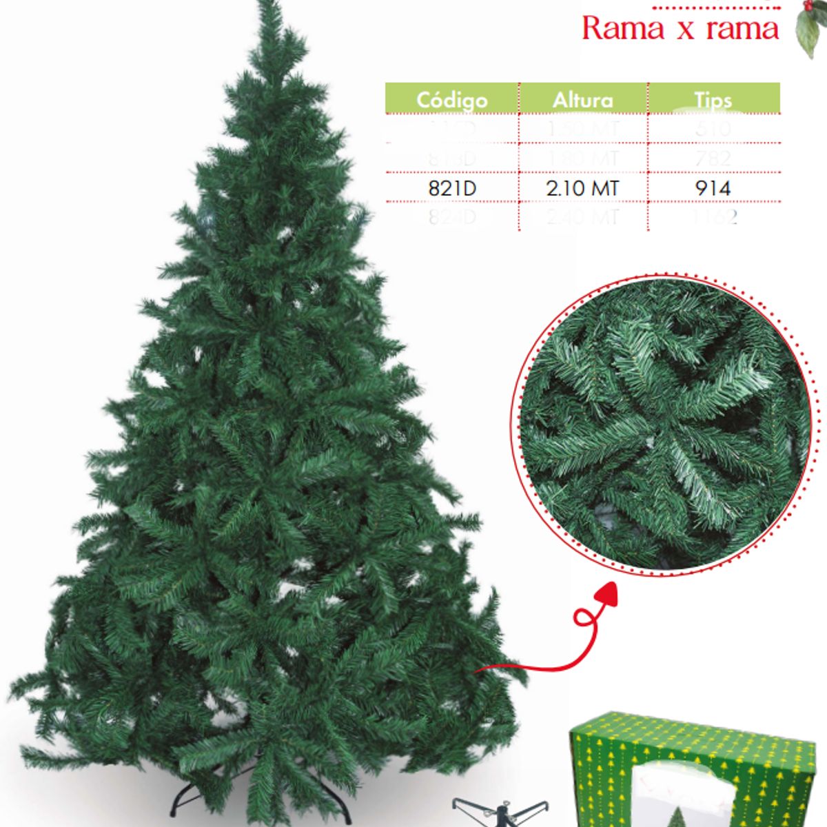 GENERICO - Árbol de navidad de 2 10mt Rama x rama ciprés