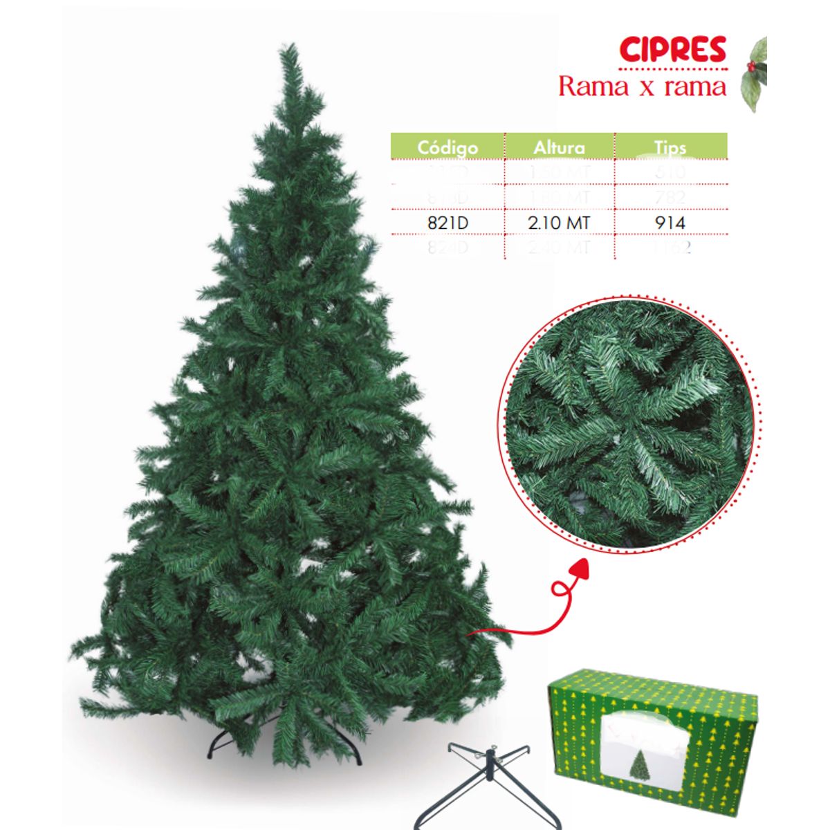 GENERICO - Árbol de navidad de 2 10mt Rama x rama ciprés