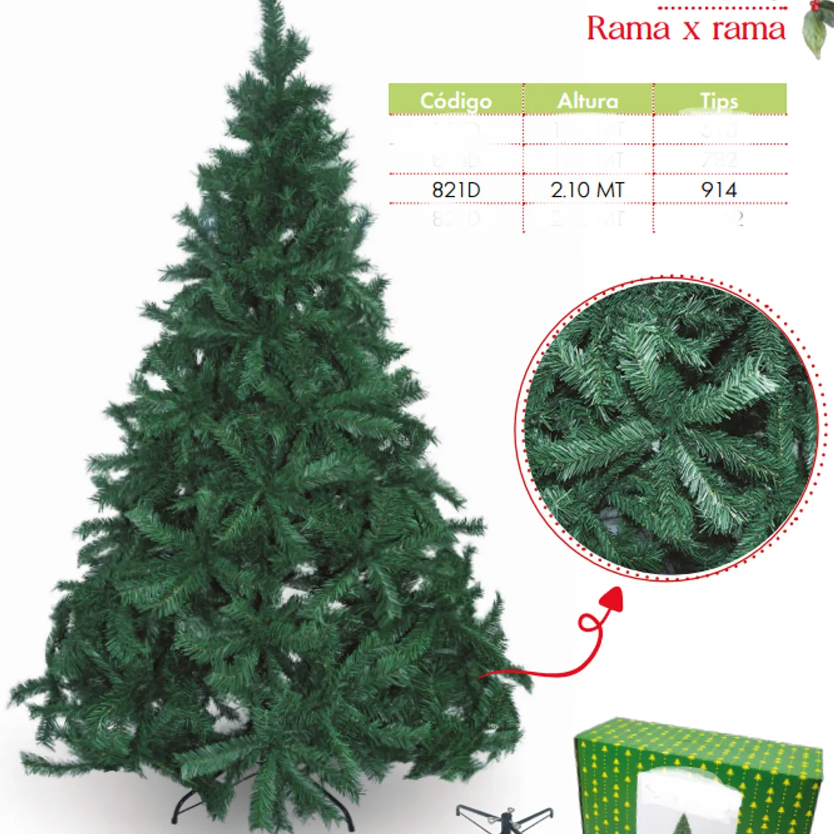 GENERICO - Árbol de navidad de 2 10mt Rama x rama ciprés