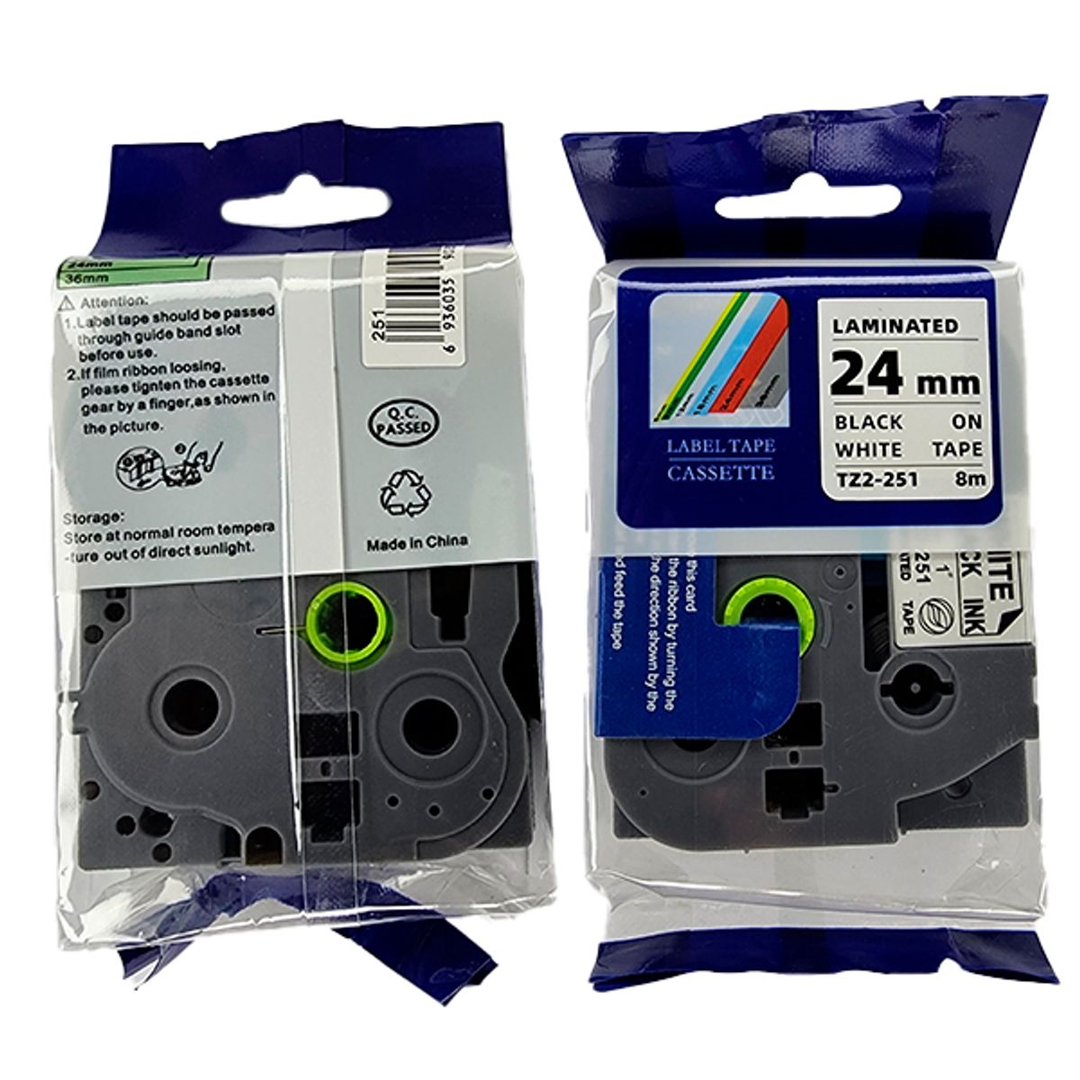 GENERICO - CINTA COMPATIBLE BROTHER TZ2-251 24MM NEGRO SOBRE BLANCO