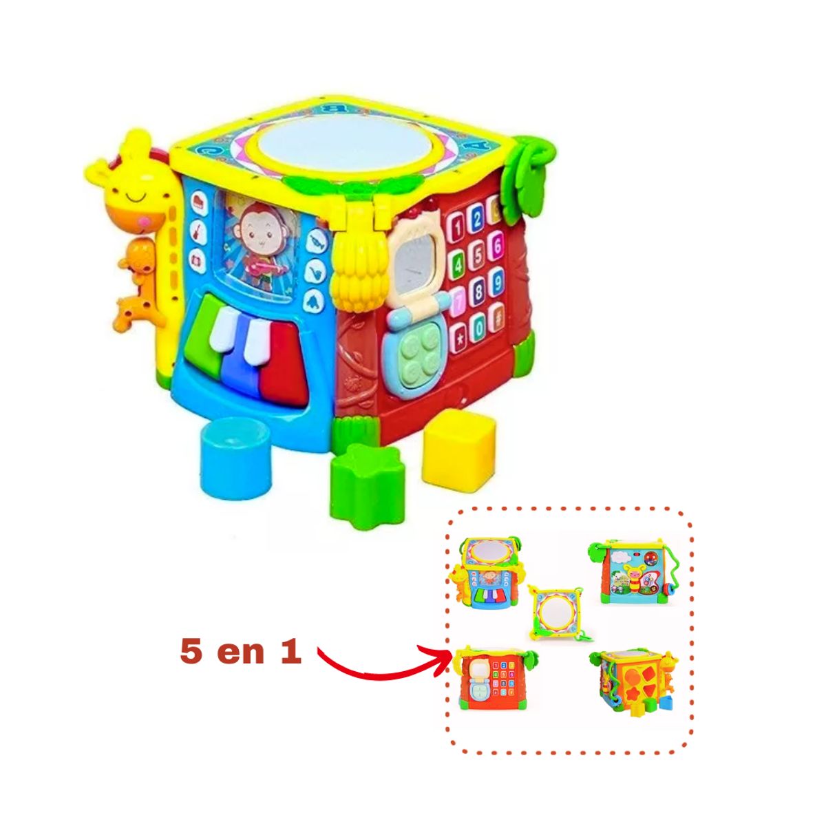 GENERICO - Cubo De Actividades 5 En 1 Encastre Juguete Educativo