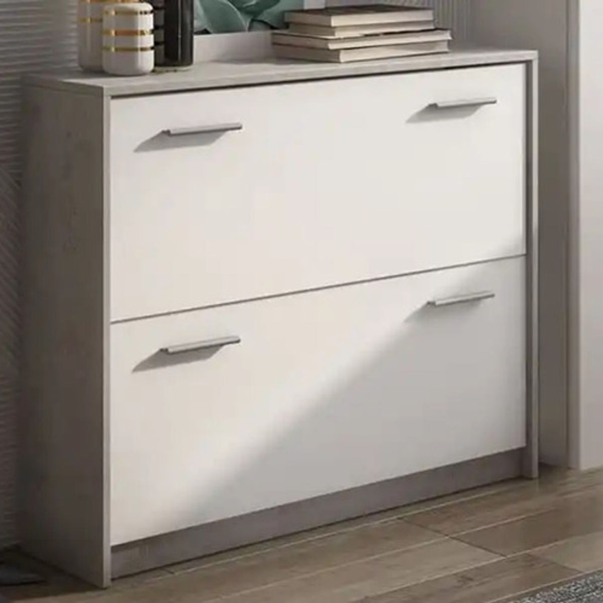 TU MESITA - Zapatera Moderna 2 cajones Yola color Blanco TU MESITA