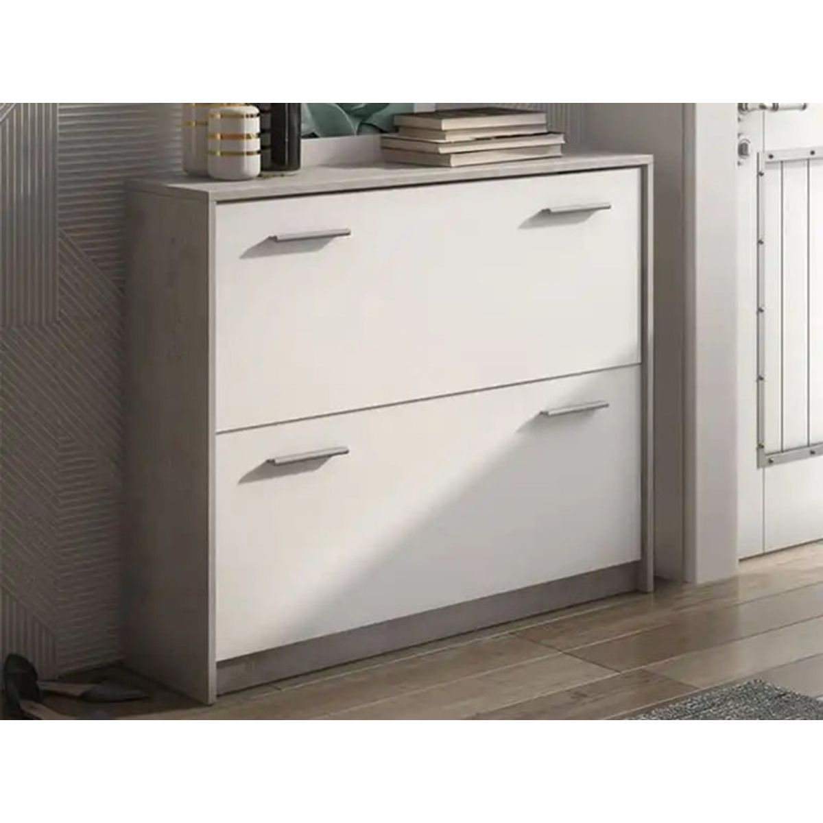 TU MESITA - Zapatera Moderna 2 cajones Yola color Blanco TU MESITA