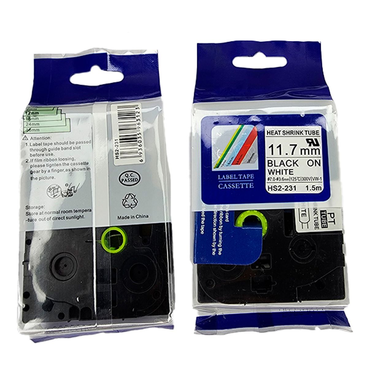 GENERICO - CINTA COMPATIBLE BROTHER HS2-231 11-7MM NEGRO SOBRE BLANCO