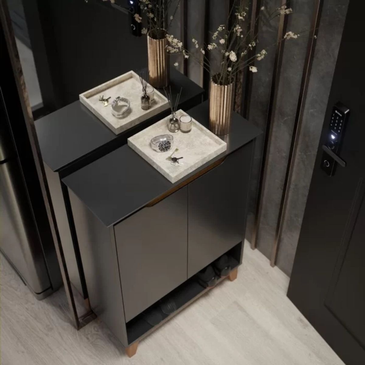 TU MESITA - Zapatera Recibidor Ilka color Negro 2 puertas TU MESITA