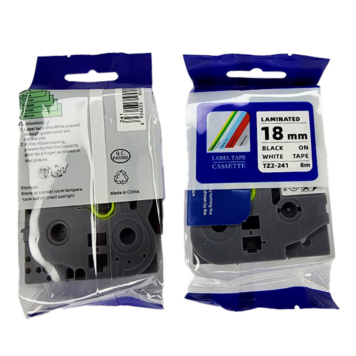 GENERICO - CINTA COMPATIBLE BROTHER TZ2-241 18MM NEGRO SOBRE BLANCO