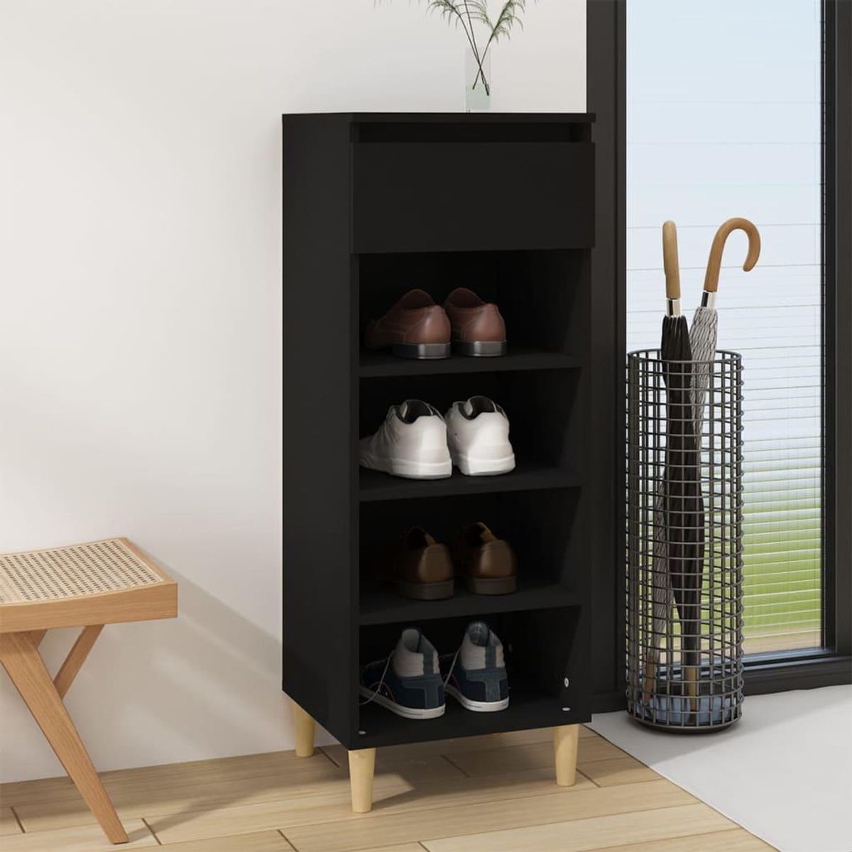 TU MESITA - Zapatera Multiusos Betty color Negro TU MESITA 1 cajón