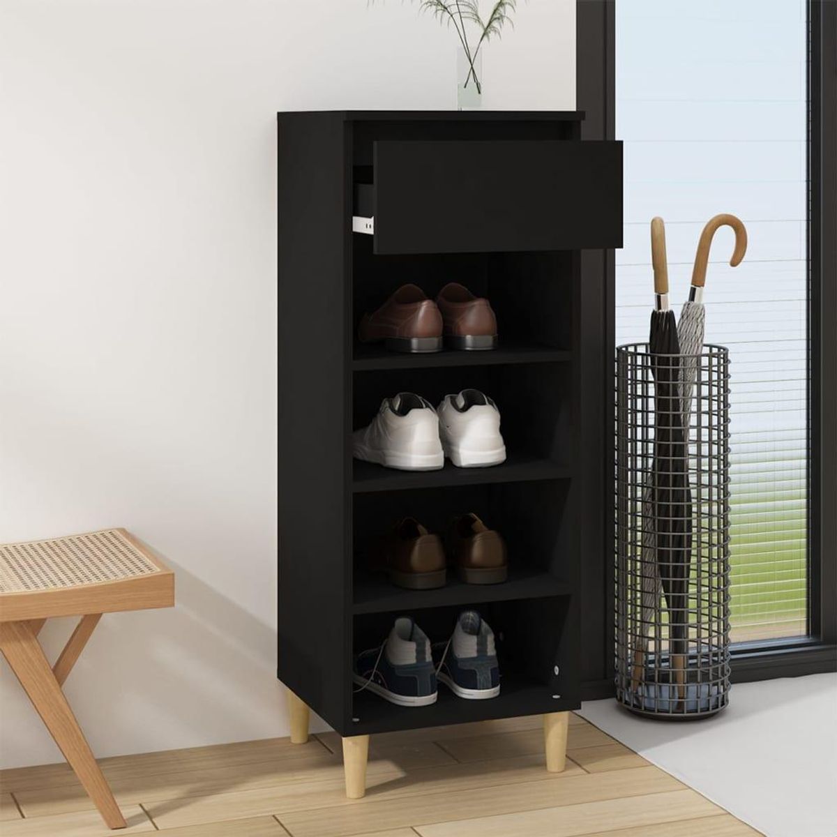 TU MESITA - Zapatera Multiusos Betty color Negro TU MESITA 1 cajón