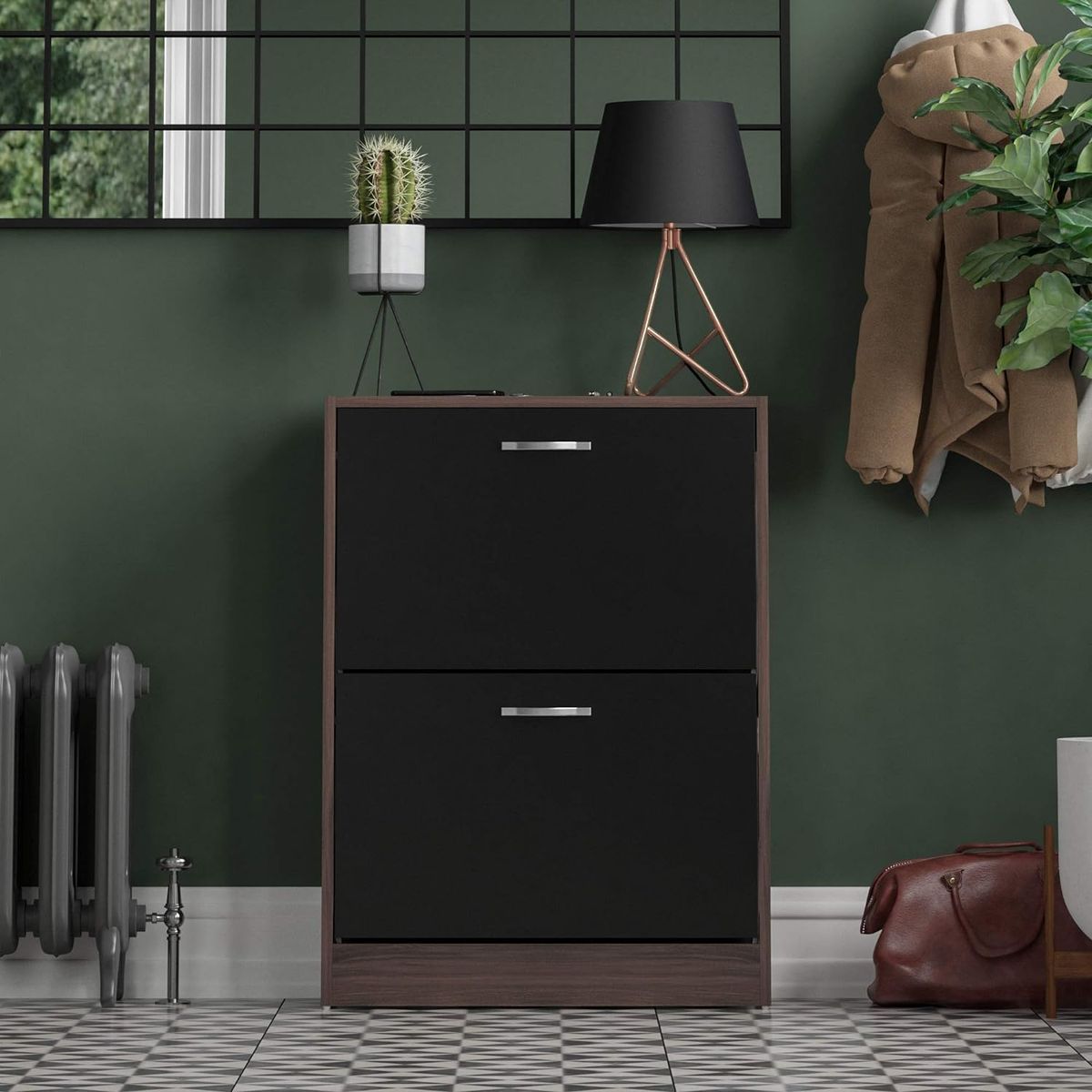 TU MESITA - Zapatera Clásica 2 puertas Thalia Color MarrónNegro TU MESITA