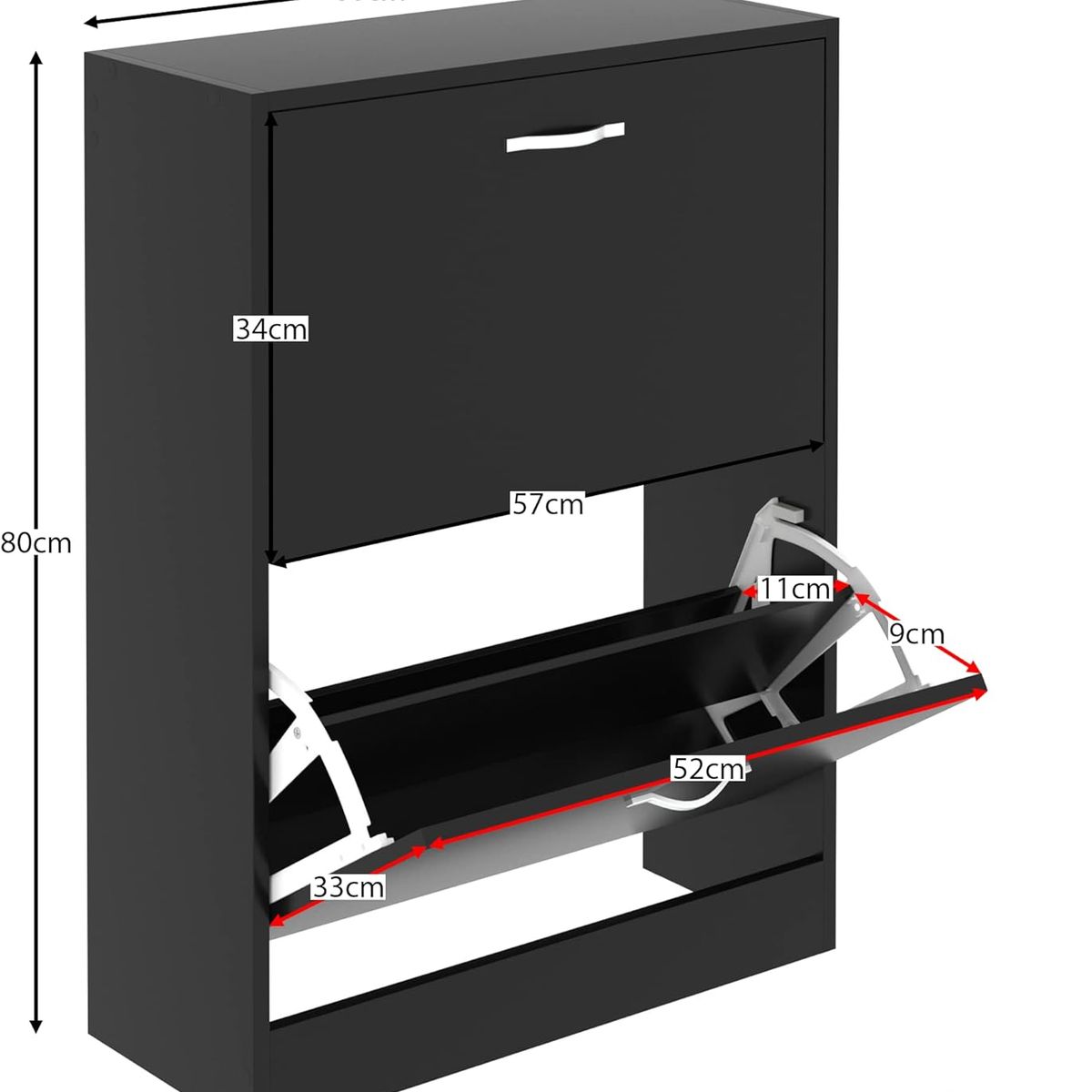 TU MESITA - Zapatera Clásica 2 puertas Thalia color Negro TU MESITA