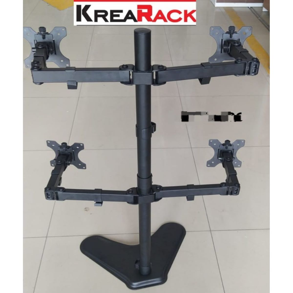 GENERICO - RACK PARA 4 MONITORES EN ESCRITORIO O MESA / NEGRO
