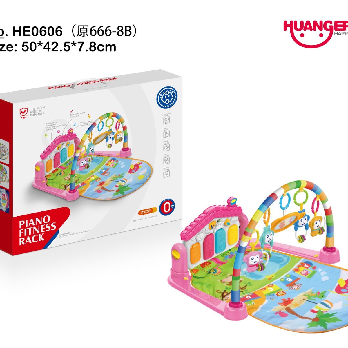 HUANGER - Gimnasio Rosado Piano Pataditas con Luces y Sonido