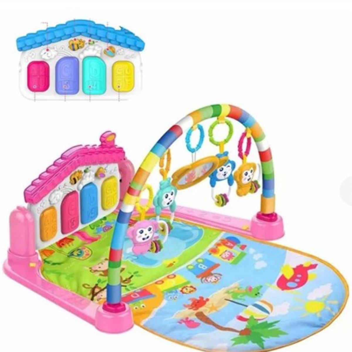 HUANGER - Gimnasio Rosado Piano Pataditas con Luces y Sonido