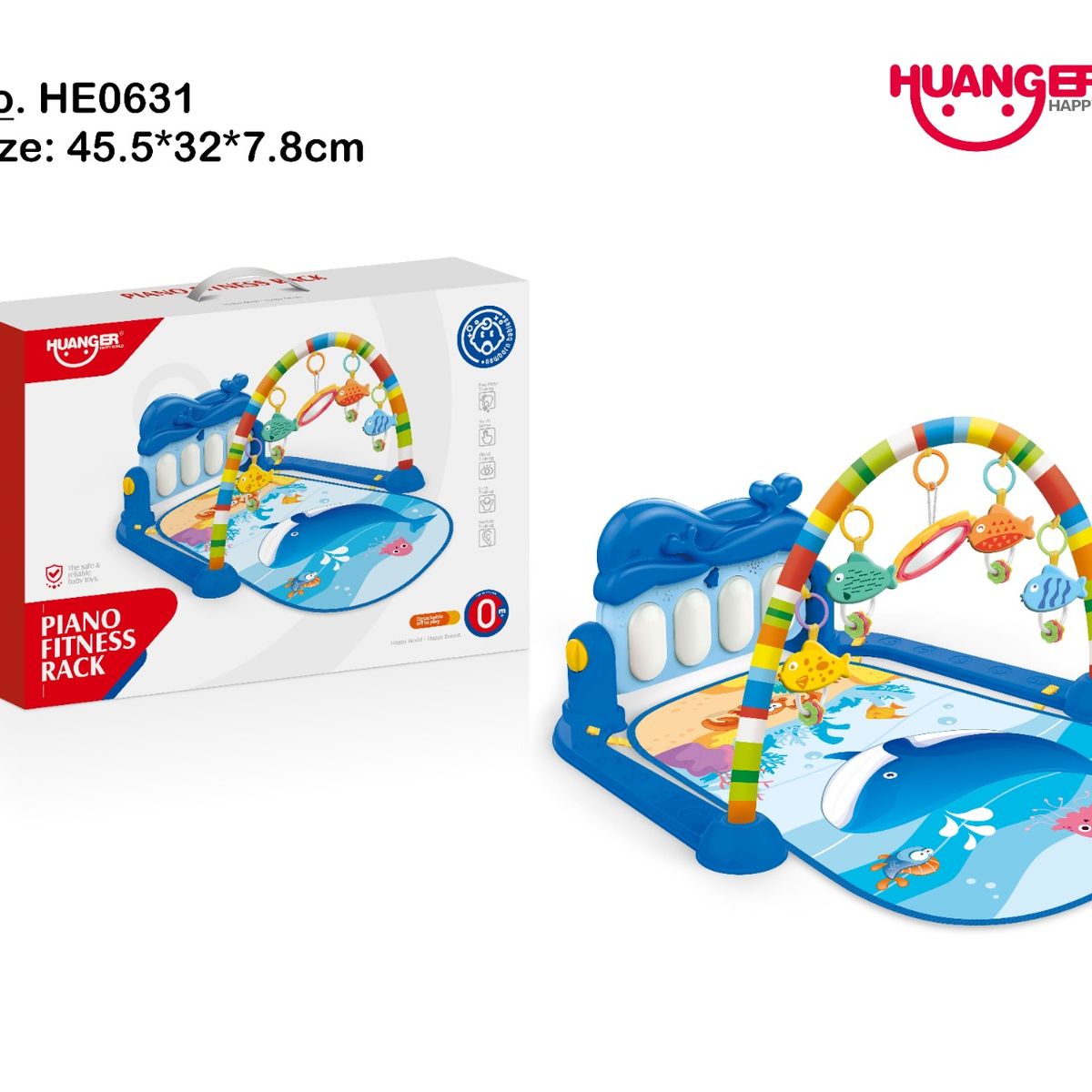 HUANGER - Gimnasio Azul Ballena Piano Pataditas con Luces y Sonido