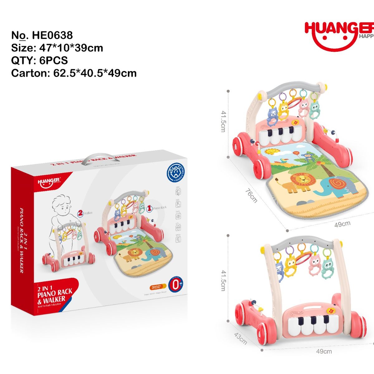 HUANGER - Gimnasio Caminador Pataditas Piano con Luces y Sonidos