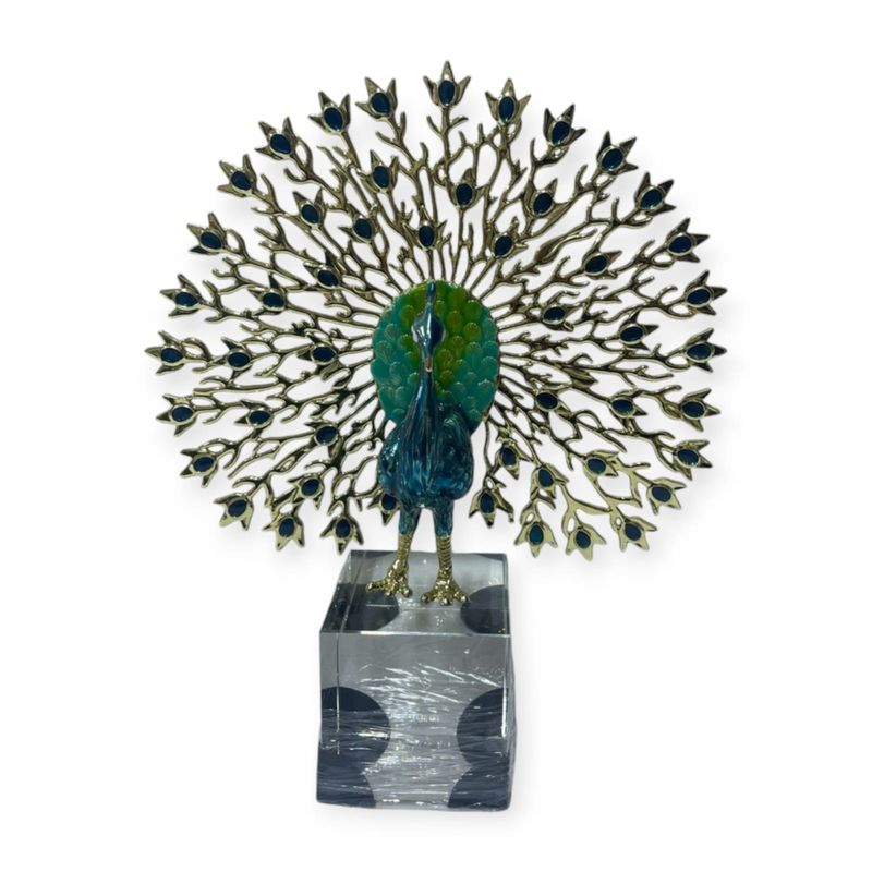 GENERICO - Escultura Pavo Real Acero 30x26 cm